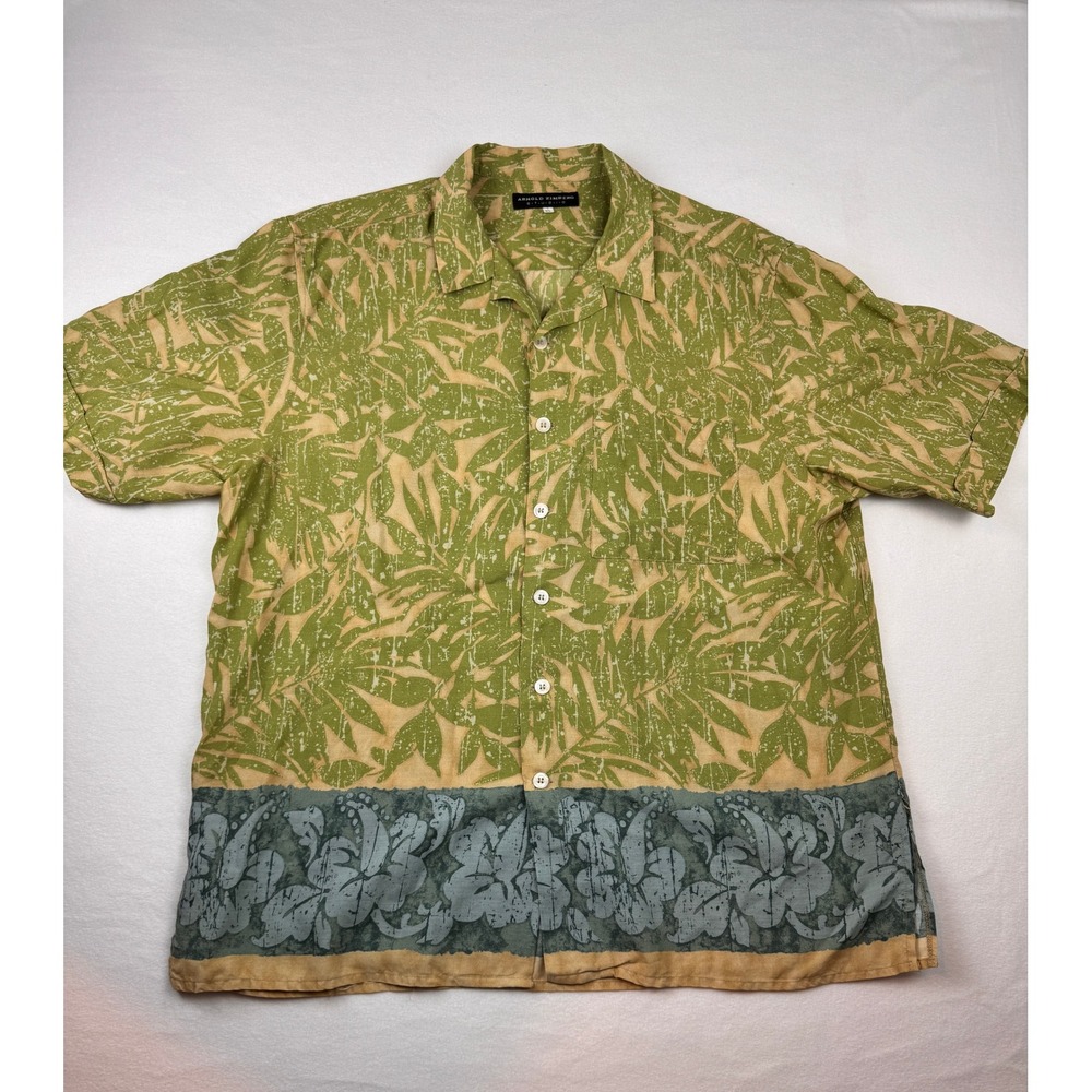 Arnold Zimberg Studio Hawaiian Shirt XL Green Tropical Camp Aloha Button Up